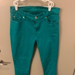 7 for All Mankind Turquoise Skinny Ankle Jeans